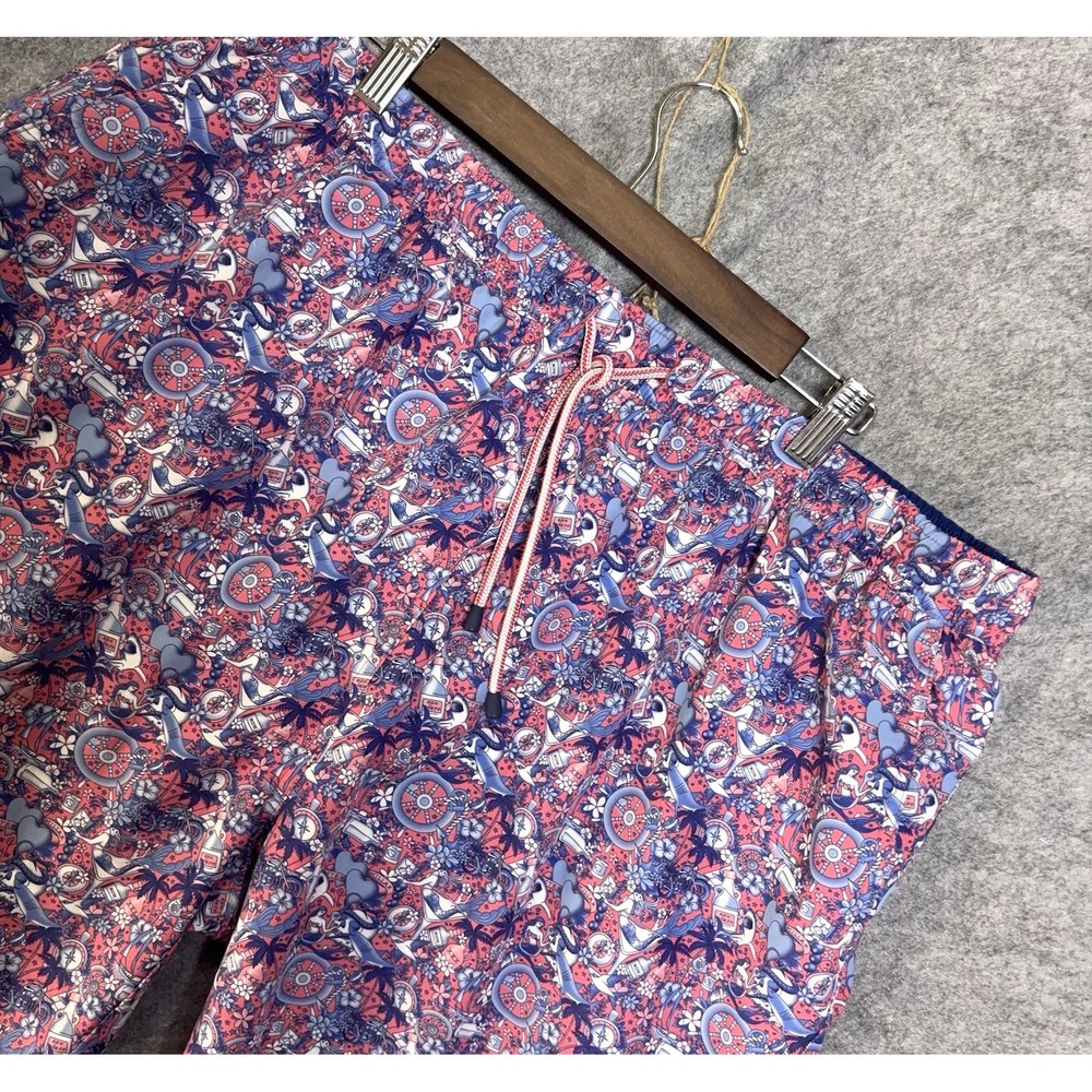 Peter Millar Seaside Swim Trunks Mens XXL Pink Blue Nautical Lining Pockets